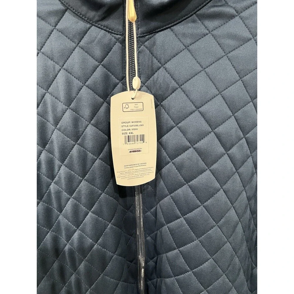 Greg Norman Women's Full Zip Quilted Jacket  Vest, Blue, Size XXL/TG